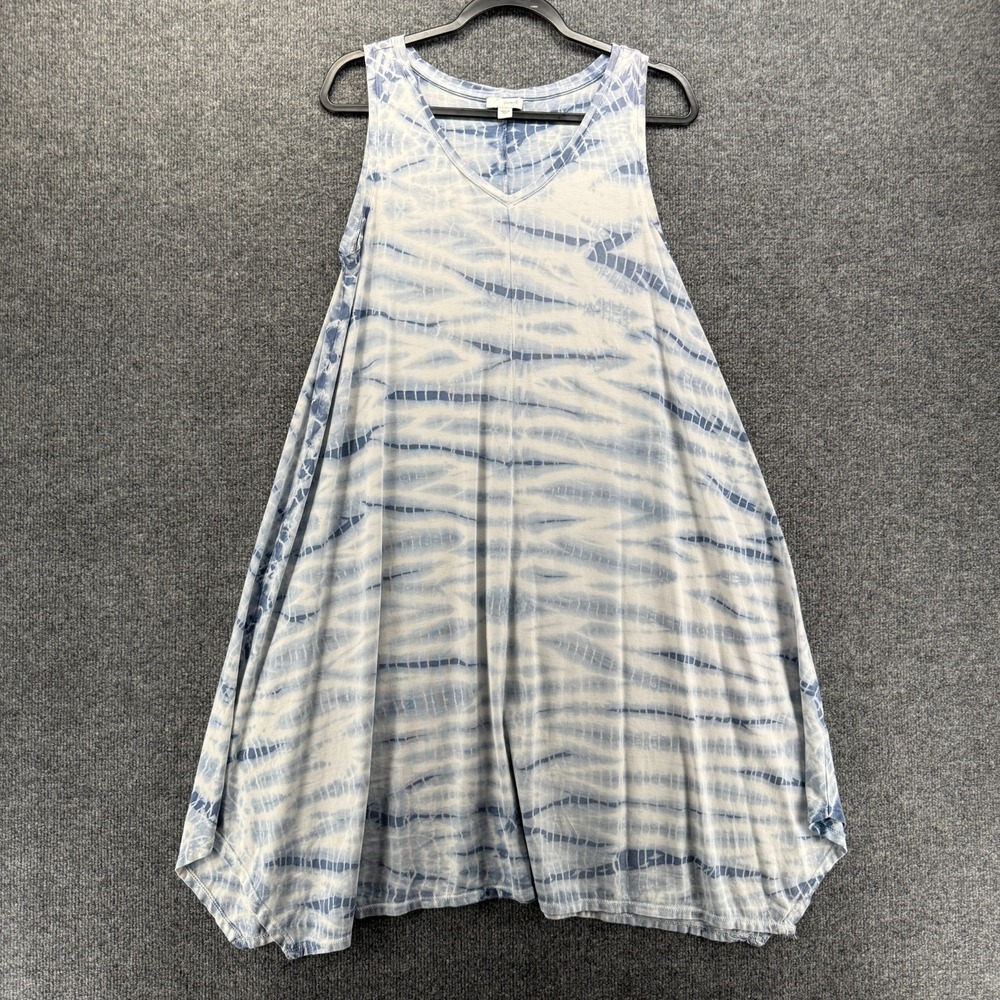 Pure J Jill Dress Womens S Blue Tie Dye V-Neck Asymmetrical Casual Pima Cotton